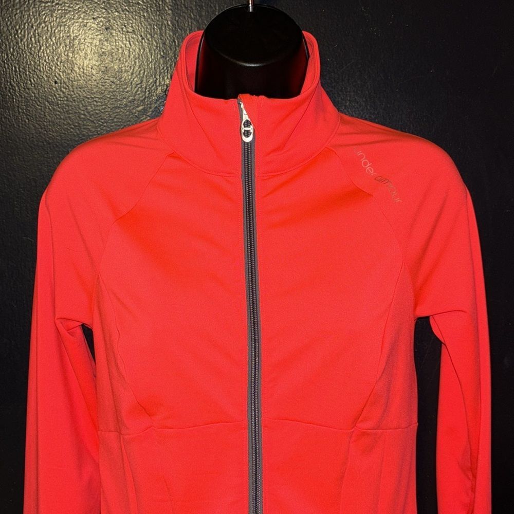 Neon orange Under Armour Zip up jacket. Sz XS. athletic, sporty, athleisure